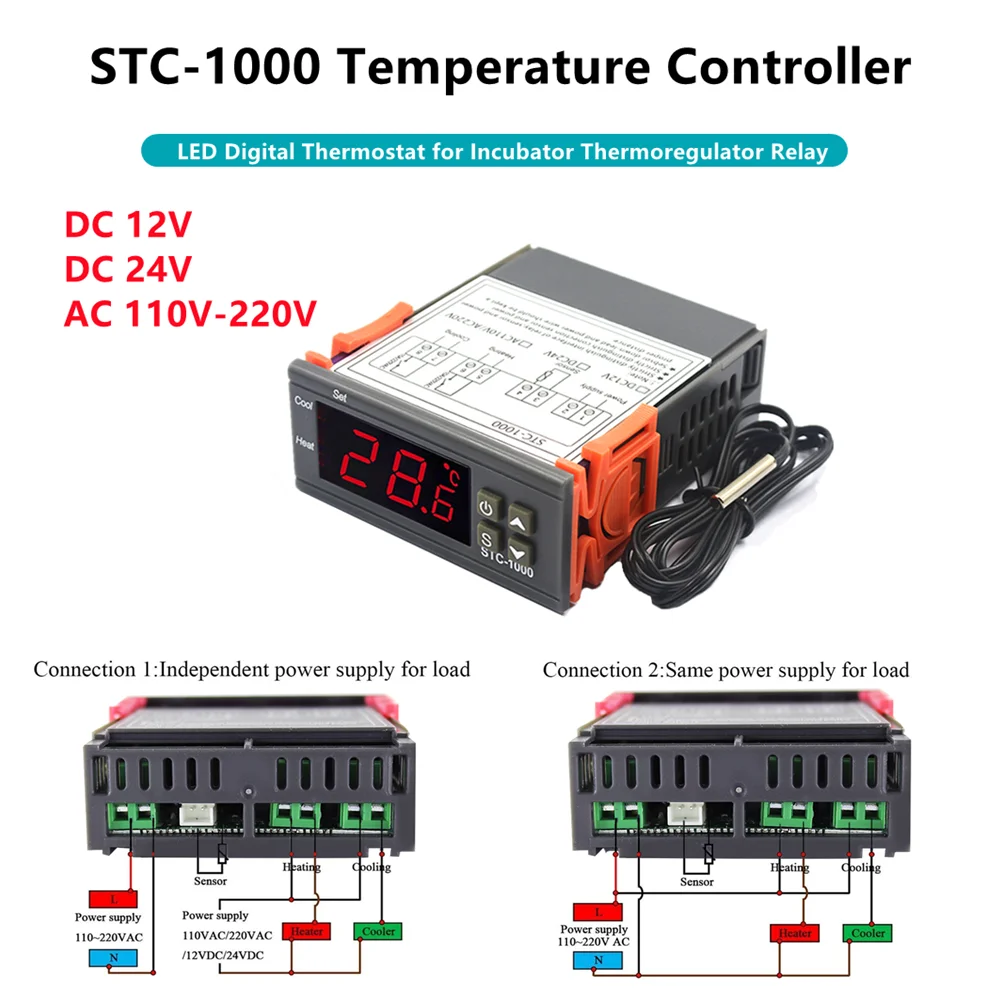 STC-1000 LED  µ , ť µ Ʈѷ,   ð, 12V, 24V, 220V, STC 1000